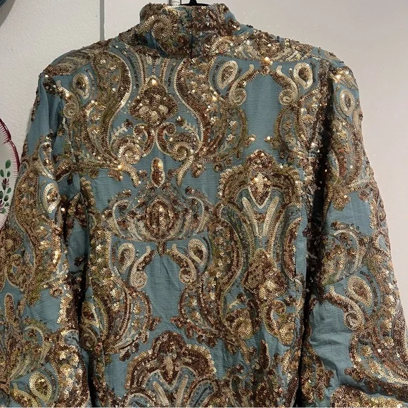 Anthropologie Glittering Gold Sequined Kimono - Picture 6 of 10